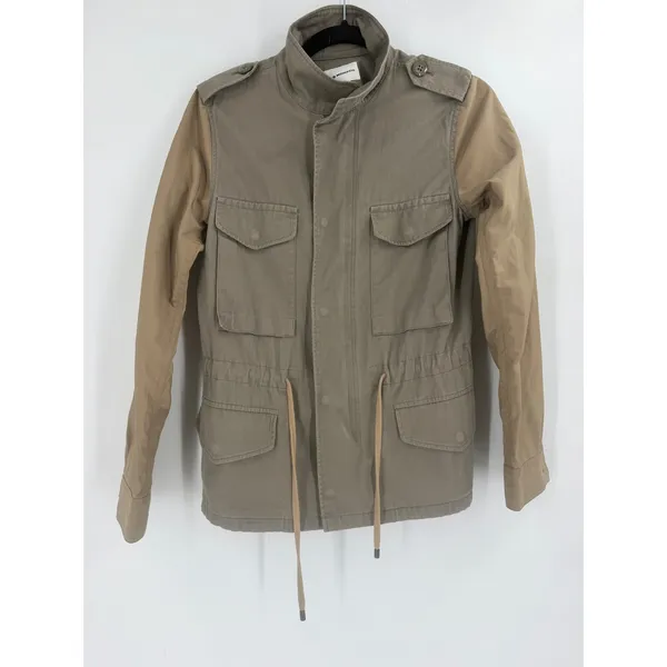 Club Monaco Utility Field Jacket Womens XS Green Tan Contrast Sleeve Gorpcore - Image 2
