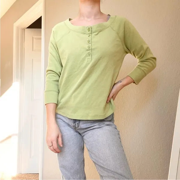 Vintage White Stag Green Quarter Sleeve Top - Image 6