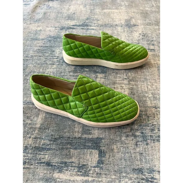 Franco Sarto Green Quilted Leather Platform Sneaker Size 6.5 - Image 2