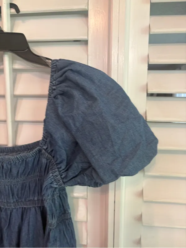 Free Assembly Puff Sleeve Denim Dress Size Large - Image 5