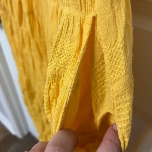 Max Studio cotton sleeveless tiered maxi dress in butter‎ yellow size small - Image 5