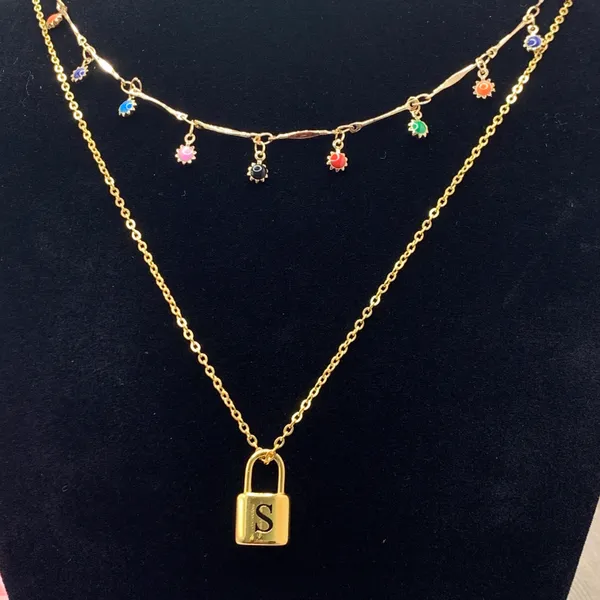 Lock Trendy Gold Letter S Pendant - Image 5