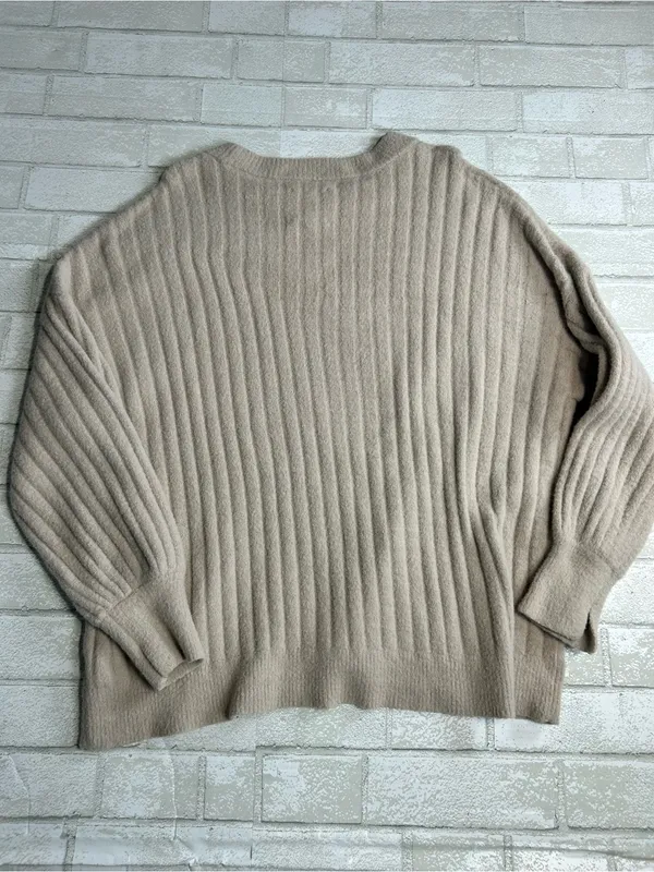 Aerie Women's Ribbed Crewneck Sweater - Beige Size Medium - Image 2