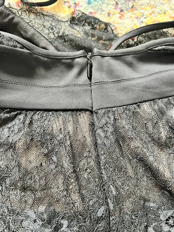 BCBGMAXAZRIA Black Lace Mini Dress - Image 3