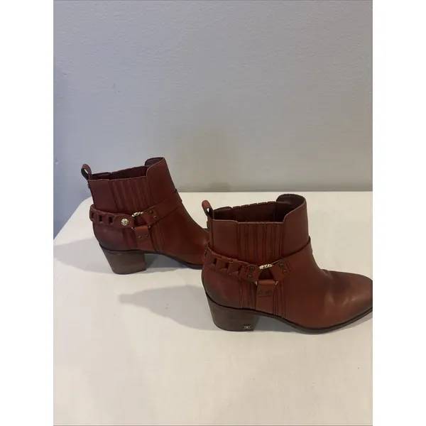 Sam Edelman Dalma‎ Ankle Biker Boots Size 8 Spiced Red Leather Western Boho - Image 3