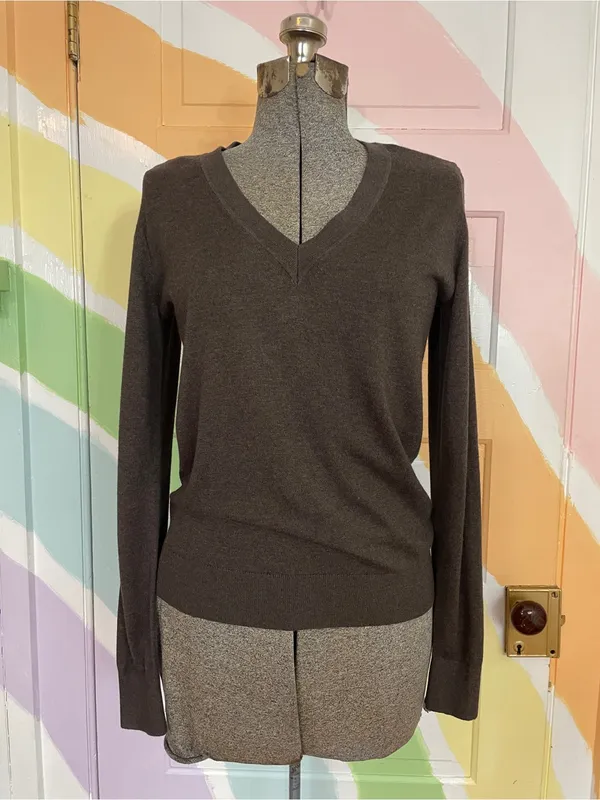 NWT Quince Lightweight Cotton Cashmere V-Neck Sweater Heather Charcoal Sz S 🧡🎀 - Image 4
