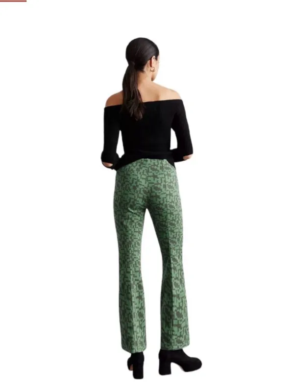 Maeve The Margot Kick-Flare Cropped Pants Sz Small Green Grey Funky Teacher - Image 2