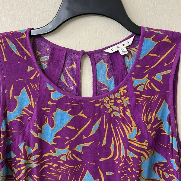 Cabi Palm Grass Tropical Sleeveless Blouse Sz M - Image 3