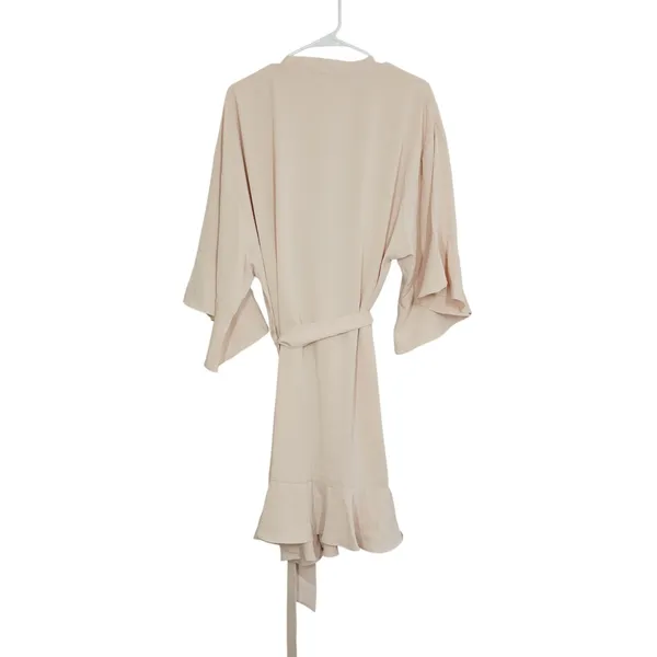 Birdy Grey Pale Pink Cream Ruffle Hem Bell Sleeve Bridal Party Robe XL/XXL Satin - Image 7