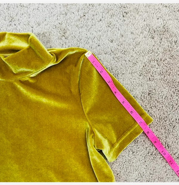 Madewell Velvet Short Sleeve Top | Size XS (mustard color) - Image 5