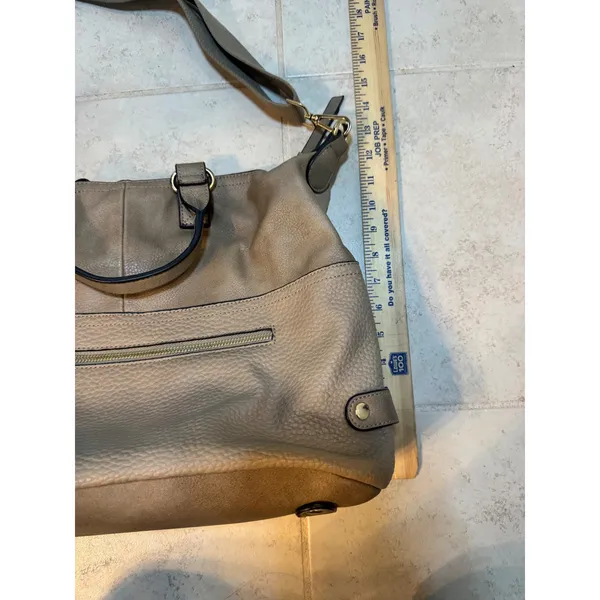 Moda Luxe Taupe Convertible Satchel Crossbody‎ Bag Gold Hardware - Image 8
