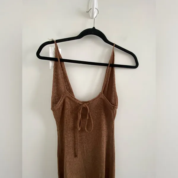 Brown Knit Halter Maxi Dress Size Medium New With Tag - Image 6