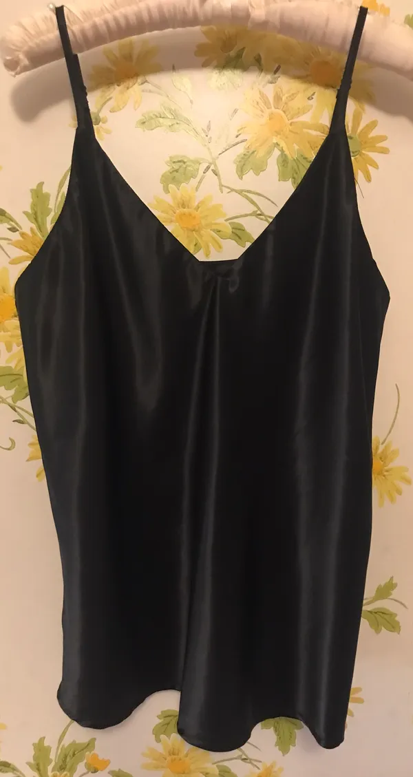 Sans Souci black satin camisole top size M - Image 4