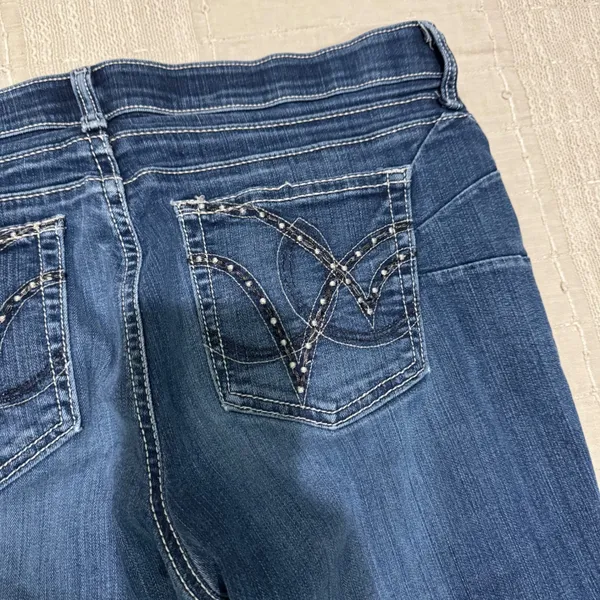 Wrangler Q-Baby 32x30 Ultimate Riding Jeans‎ Dark Wash Bootcut Star Detail 9/10 - Image 7