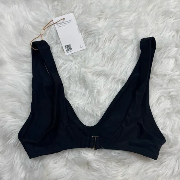 Quince Italian Plunge Bikini Top Black Size Small - Image 5
