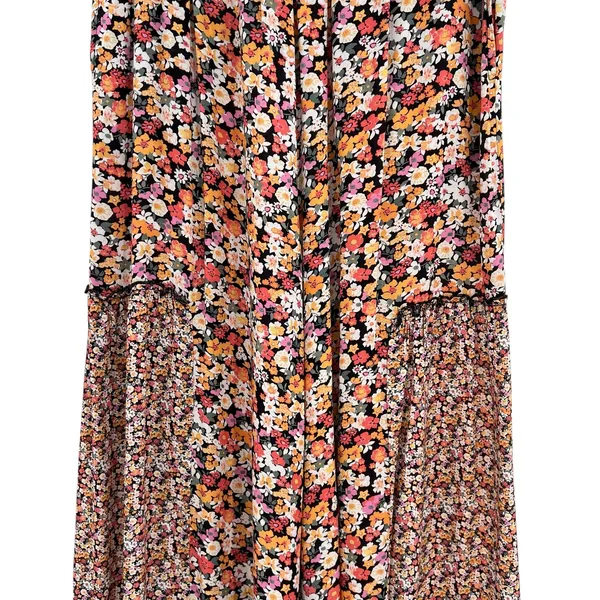 Maaji Wide Leg Pants Calico Floral Print Viscose Orange‎ Black Size Medium - Image 4