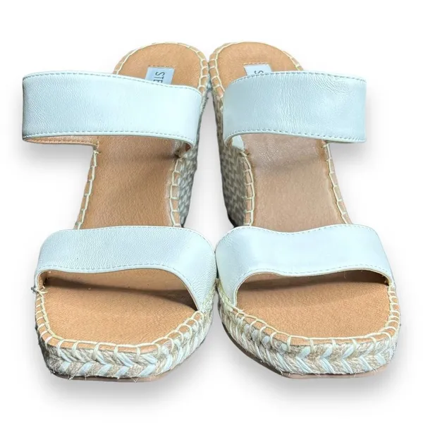Steve Madden Icey Espadrille two white strap wedges Sz‎ 9.5 Leather - Image 2