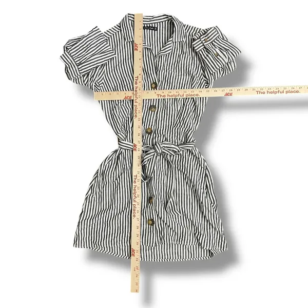 Abercrombie & Fitch Striped Shirt Dress XS Button‎ Front Tie Waist Long Sleeve - Image 3