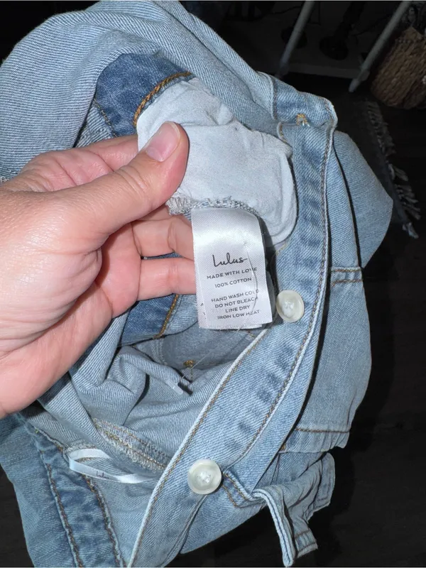 Lulu's Blue Denim Collared Jumpsuit Size S - Image 5