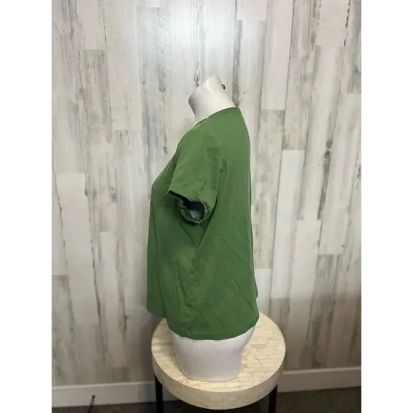 Solid Olive Green Short Sleeve T-Shirt Womens Size XL Casual Scoop Neck Basic Te - Image 2