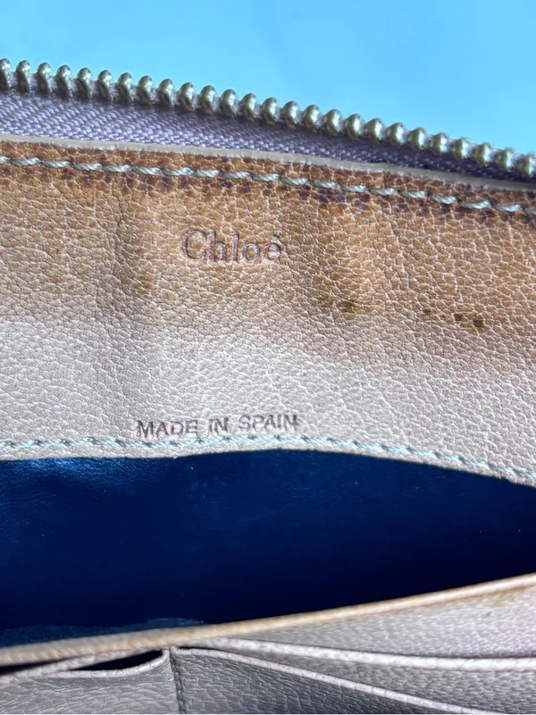 Chloé Eclipse Zip Around Continental Wallet Vintage Tan Leather Gold Hardware - Image 9