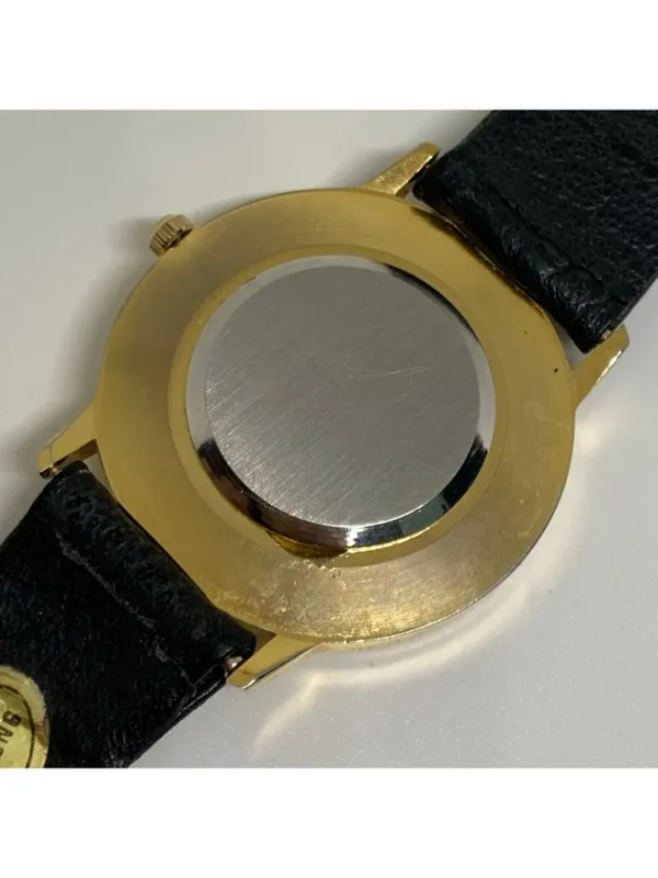 Vintage moulin women watch floating crystals gold tone 33mm black running - Image 5