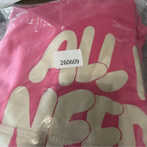 Women's Pink All We Need Is Love Hoodie Size Small #260609 - Image 7