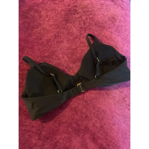 QUINCE Italian V Neck Bikini Top MINIMALIST Adjustable Size Large L Black - Image 5