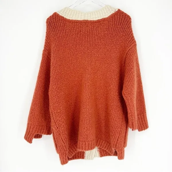 POL Chunky‎ Knit Longline Cardigan Women's Size S Orange Academia - Image 3