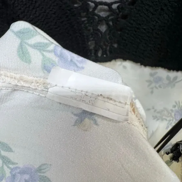 Zara Crochet Satin Maxi Slip Dress Black Cream‎ Lavender Floral Boho Festival S - Image 14