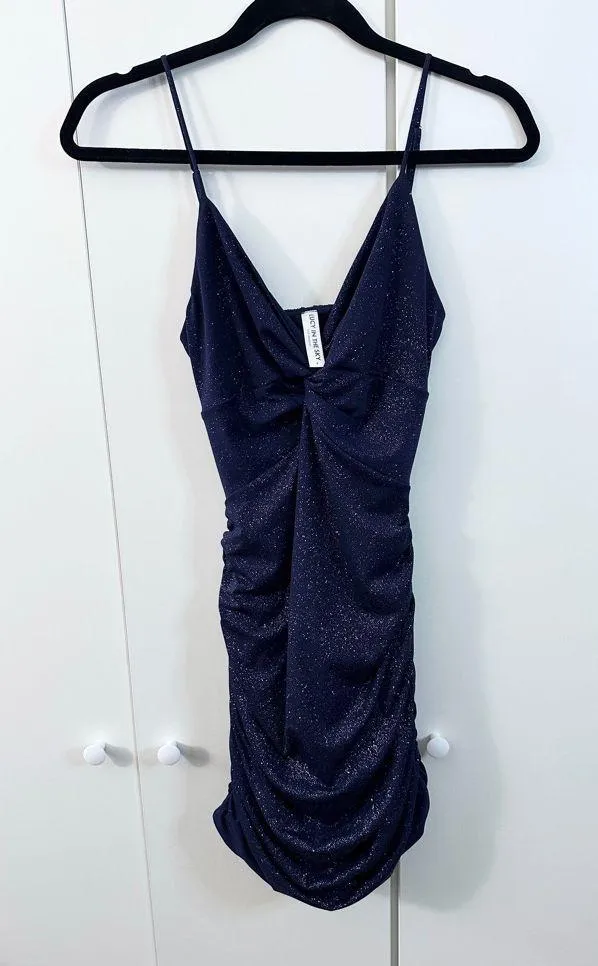 Lucy in the Sky Talia Front Twist Mini Dress - Navy - S - Image 5