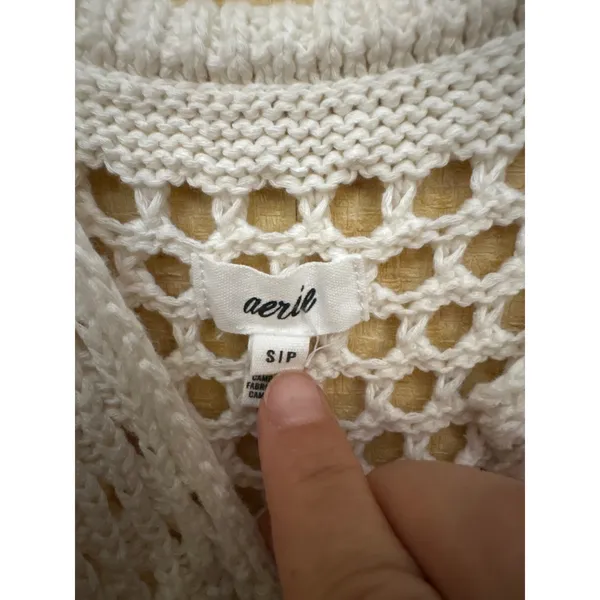 Aerie White Crochet Mini Dress V-Neck Spaghetti Strap Boho Beach Coverup Small - Image 3
