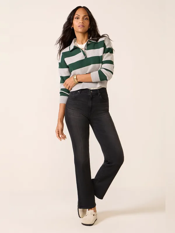 AG Brinley Mid Rise Straight Leg Dark Charcoal Black Jeans 28 - Image 2