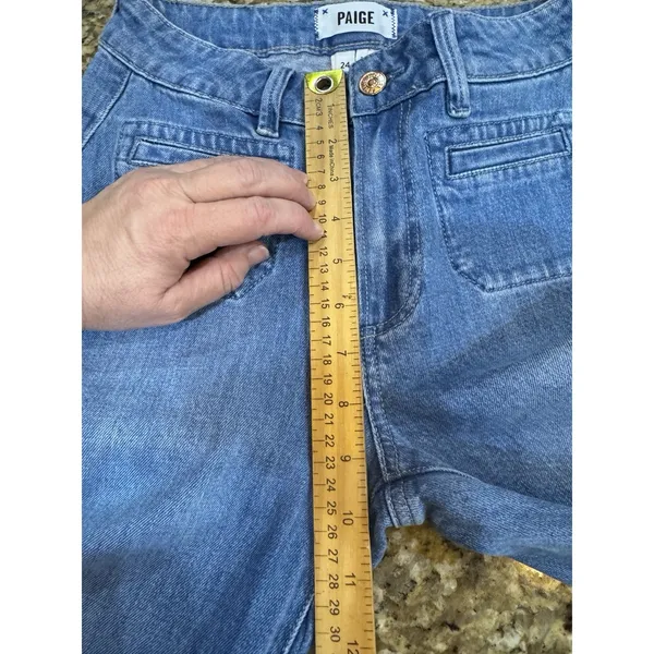 PAIGE Leenah Patch Pocket Wide Leg Jeans Adley Size 24 - Image 6