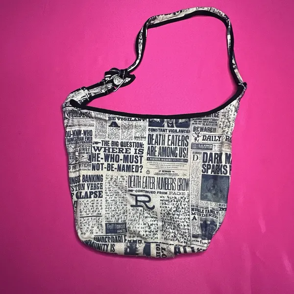 Harry Potter Daily Prophet Newspaper Canvas Hobo Slouch Shoulder Bag Purse 2015 - Image 2