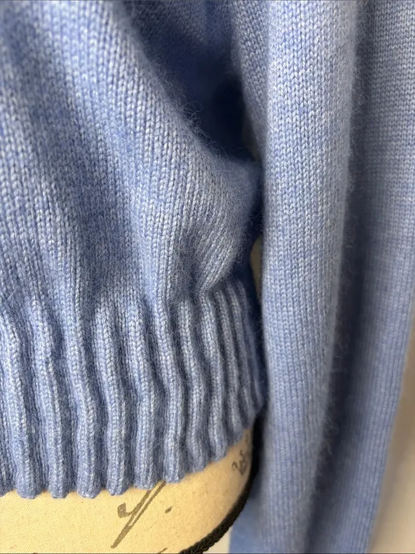 Anthropologie Mare Mare Cinched crew neck sweater with loop knit detail blue M - Image 4