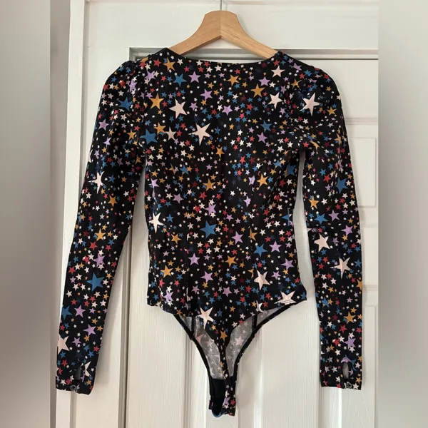 Free People‎ Black Celestial Bodysuit One Piece Size XS NWOT - Image 5