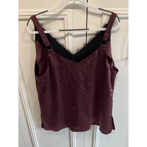 Universal Standard‎ Burgundy Satin Lace Trim Cami Top Lingerie Romantic - Image 4
