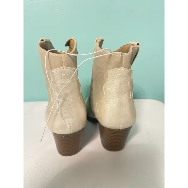 Indigo Ankle Boots 6.5M Iralannie Pointed Toe Cowboy Boot 2tone‎ Tan Gold S112 - Image 3