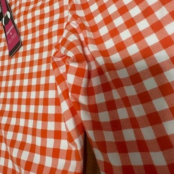 NWT TeezHer Orange Gingham Capri Slim Pants - Image 11