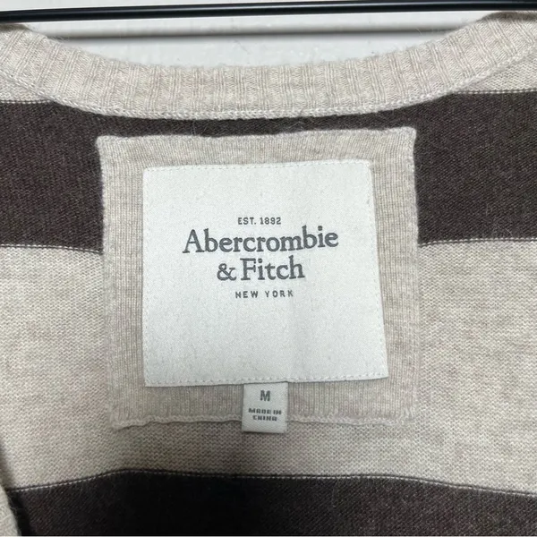 VTG Y2K‎ 2000s Abercrombie & Fitch Women Sweater Striped V-Neck Rabbit Hair - Image 2