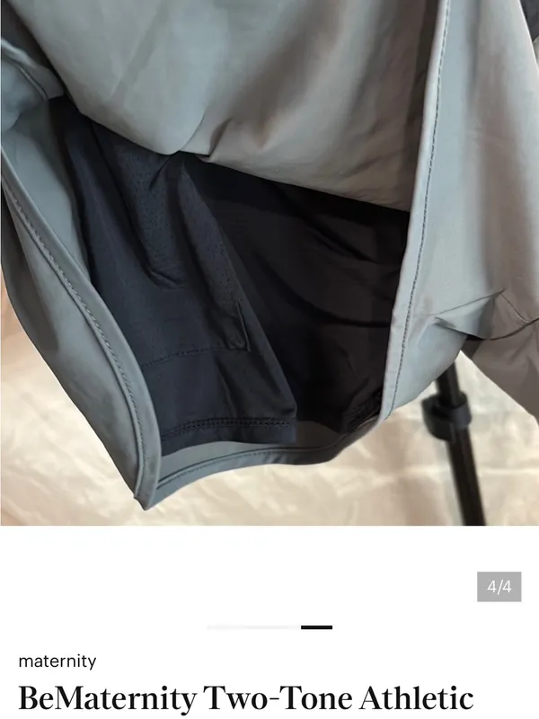 BeMaternity Two-Tone Maternity Athletic Shorts - Black and Gray - Image 3
