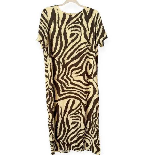 Corey Lynn Calter Brown Zebra Maxi Tee Dress Anthropologie Size Small - Image 4
