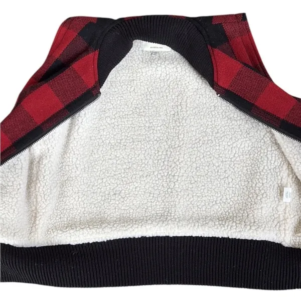 EUC Madewell Buffalo Plaid Sherpa Lined Zip Front Vest Size XS - Image 9