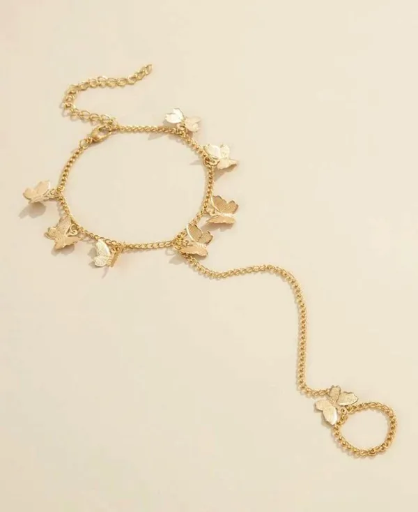 Boutique Gold Butterfly Ring Bracelet - Image 2