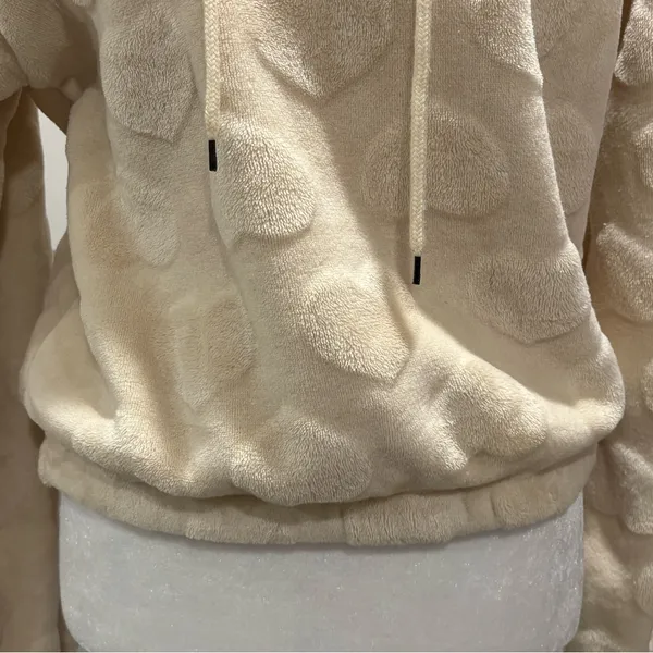 Angel Cult Women’s Cream Hoodie With Hearts Size S - Image 5