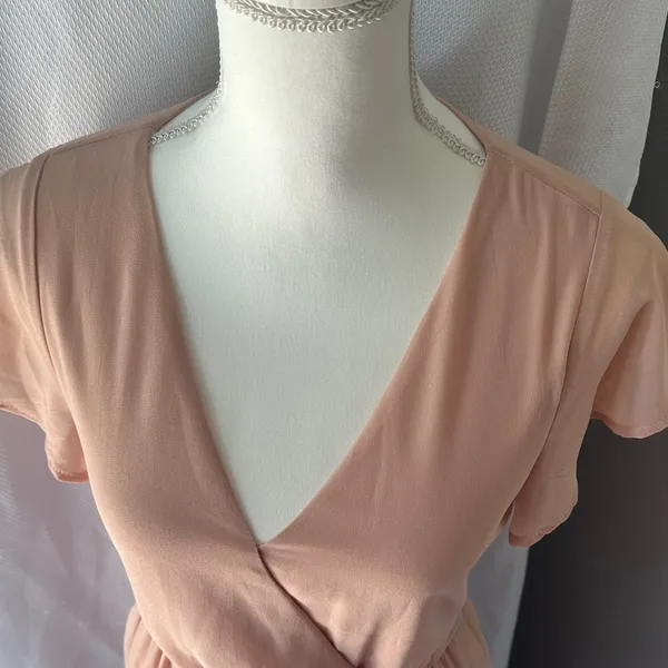 Lulu's Peach V-Neck Maxi Dress - Image 3