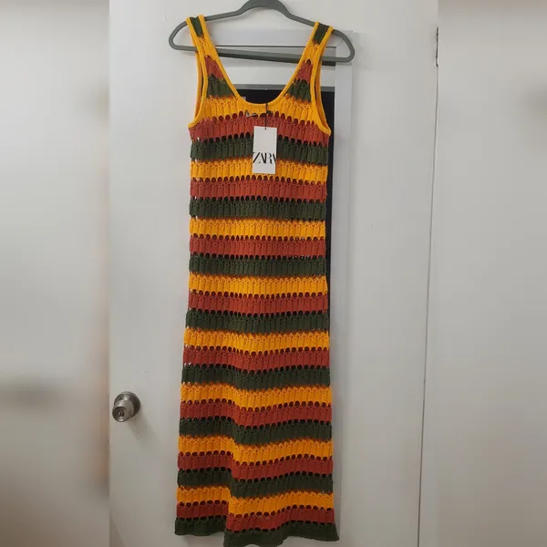 New Zara Striped Knitted Dress. Multicolor. Medium - Image 6
