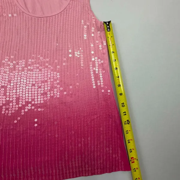 Express Women's Pink Ombre Ribbed Tank Top with Sequin Embellishments - Image 6