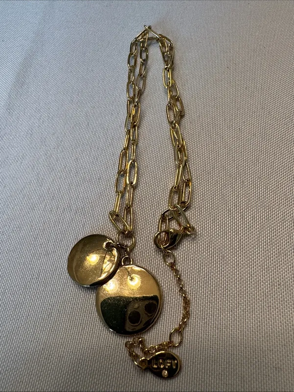 LOFT Gold-Tone Paperclip Chain Necklace with Double Disc Charms - Image 2